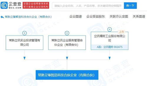 立訊精密在常熟成立科技合伙企業，注冊資本60億發力信息技術咨詢